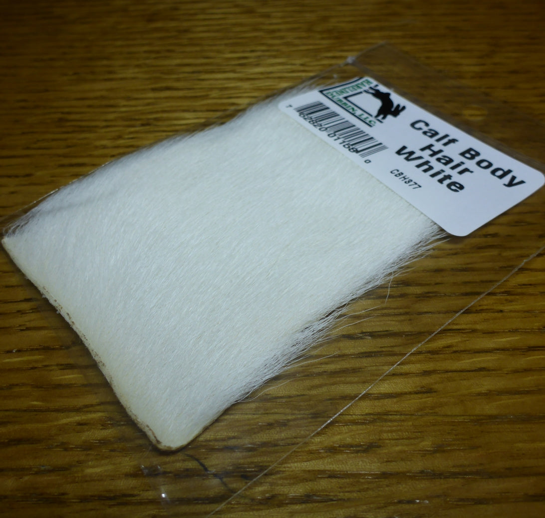 Hareline Calf Body Hair White - Troutlore Fly Tying Store Australia