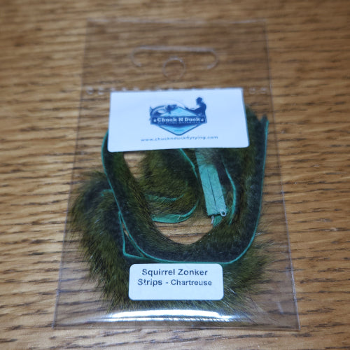Chuck’N’Duck Pine Squirrel Zonker Strips Chartreuse - Troutlore Fly Tying Shop Australia