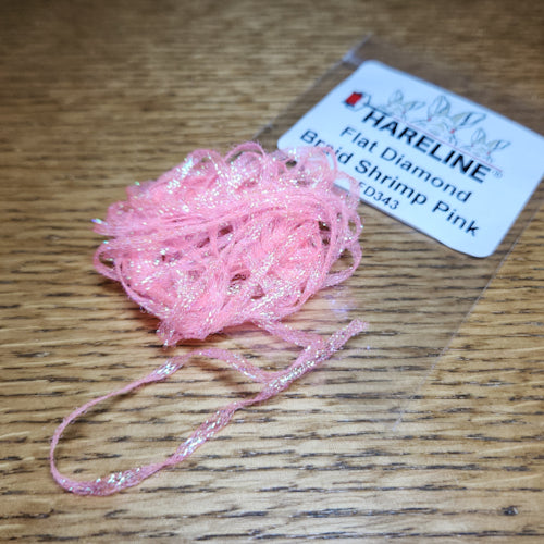 Hareline Flat Diamond Braid Shrimp Pink - Troutlore Fly Tying Store Australia