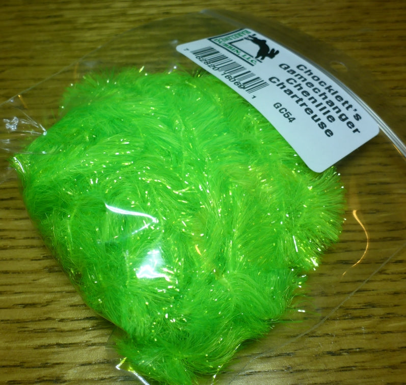 Hareline Chockletts Gamechanger Chenille - Chartreuse - Troutlore Fly Tying Shop Australia