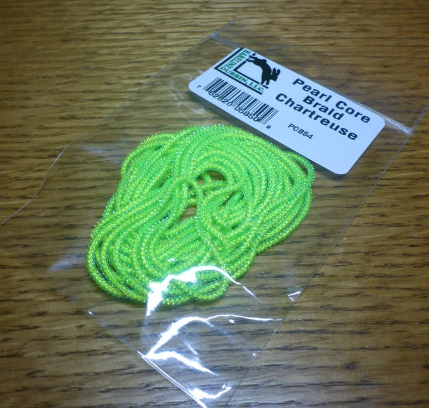 Hareline Pearl Core Braid Chartreuse