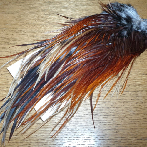 Hareline Dyed Over White Saddle - Brown - Troutlore Fly Tying Store Australia