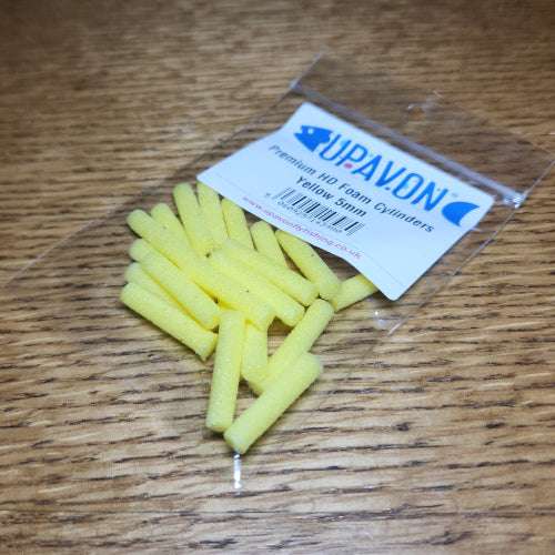 Upavon Premium HD Booby Foam Cylinders - Yellow - Troutlore Fly Tying Materials Australia