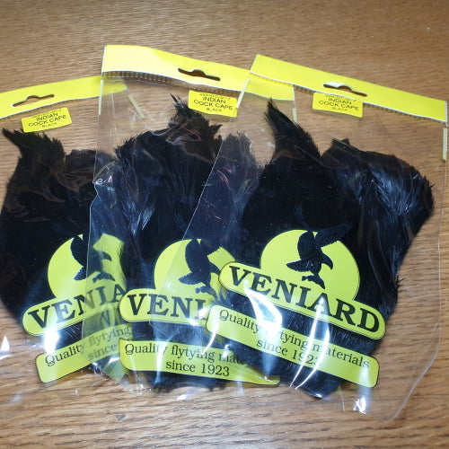 Veniard Indian Cock Cape – Black - Troutlore Fly Tying Store Australia