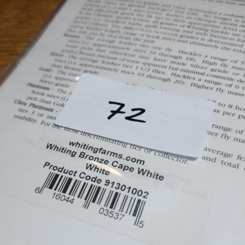 Whiting Cape Bronze Grade – White - Troutlore Fly Tying Feathers Australia