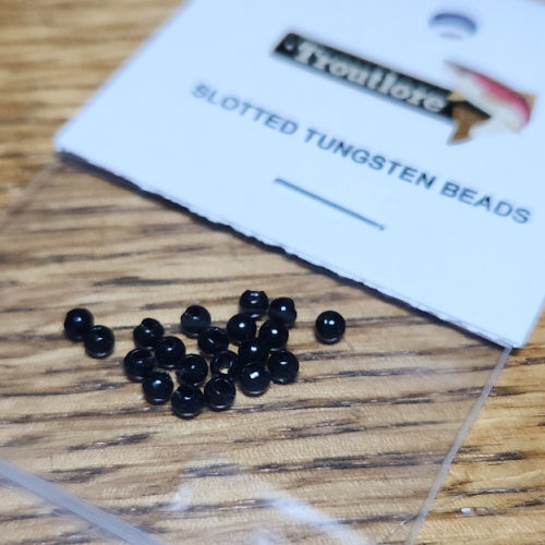 Slotted Tungsten Beads Black Enamel – 20 Pcs - Troutlore Fly Tying Shop Australia