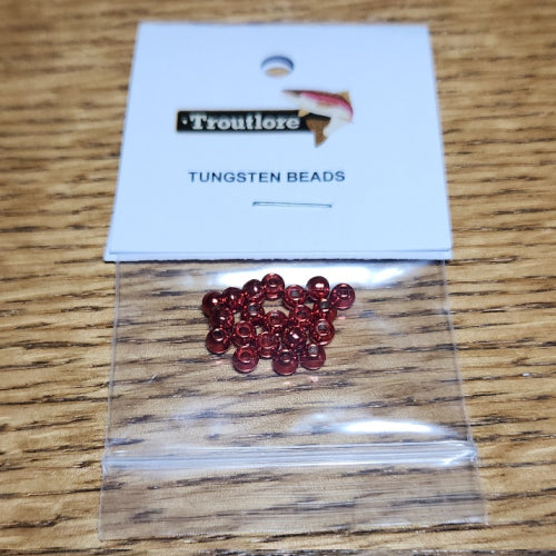 Tungsten Beads Metallic Red – 20 Pcs - Troutlore Fly Tying Materials Australia