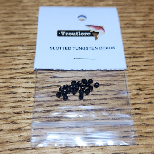 Slotted Tungsten Beads Black Enamel – 20 Pcs - Troutlore Fly Tying Shop Australia
