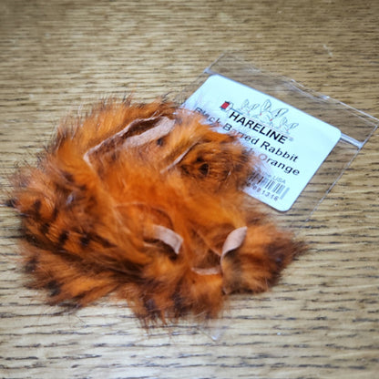 Black Barred Rabbit Strips Crawfish Orange - Troutlore Fly Tying Materials Australia