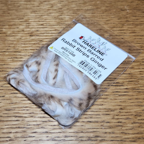 Hareline Brown Barred Rabbit Strips Ginger - Troutlore Fly Tying Shop Australia
