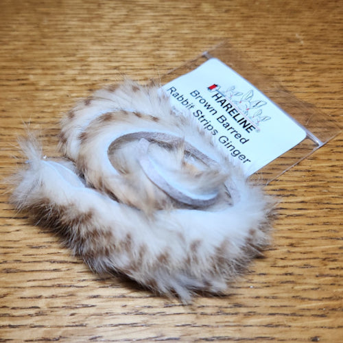 Hareline Brown Barred Rabbit Strips Ginger - Troutlore Fly Tying Shop Australia
