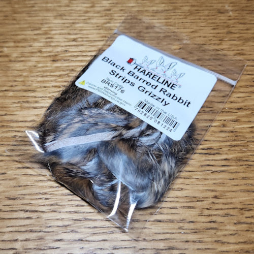 Black Barred Rabbit Strips Grizzly - Troutlore Fly Tying Hair and Fur Australia