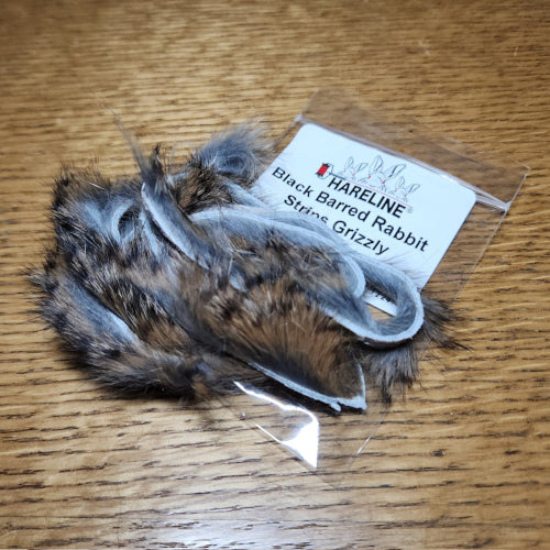 Black Barred Rabbit Strips Grizzly - Troutlore Fly Tying Hair and Fur Australia