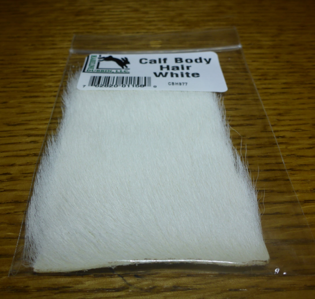 Hareline Calf Body Hair White - Troutlore Fly Tying Store Australia