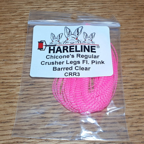 Chicone’s Crusher Legs Regular Fl Pink Barred - Troutlore Fly Tying Store Australia