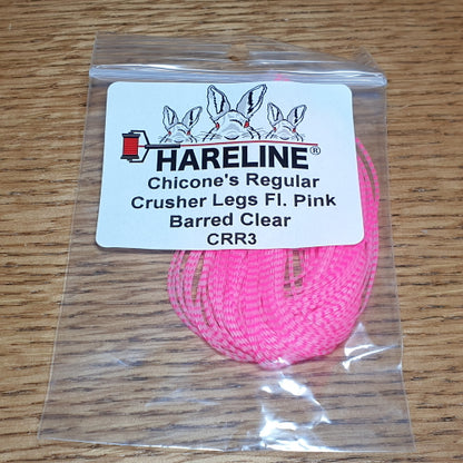 Chicone’s Crusher Legs Regular Fl Pink Barred - Troutlore Fly Tying Store Australia