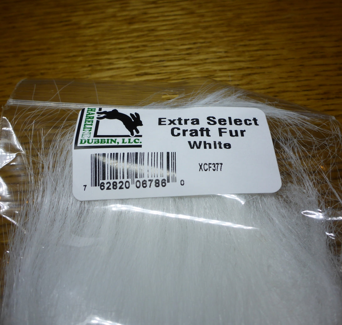 Hareline Extra Select Craft Fur White AVAILABLE AT TROUTLORE FLY TYING STORE AUSTRALIA