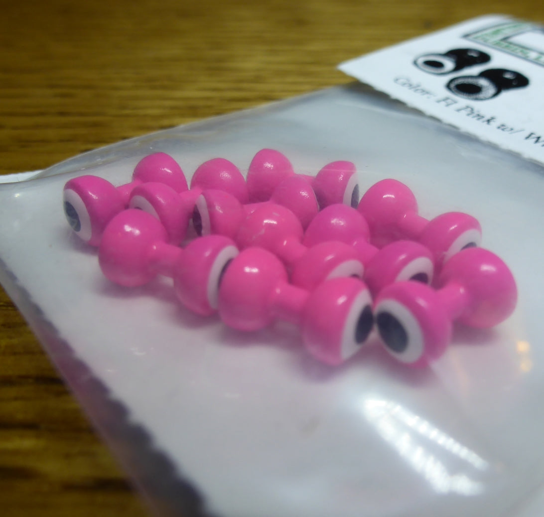 Hareline Double Pupil Brass Eyes Fl Pink – 10 Pcs - Troutlore Saltwater Fly Tying Materials Australia