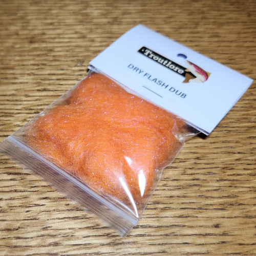 Troutlore Dry Flash Dub - Caddis Orange - Troutlore Fly Tying Supplies Australia