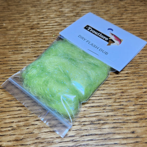 Troutlore Dry Flash Dub - Grub Green - Australia's Fly Tying Specialist Store
