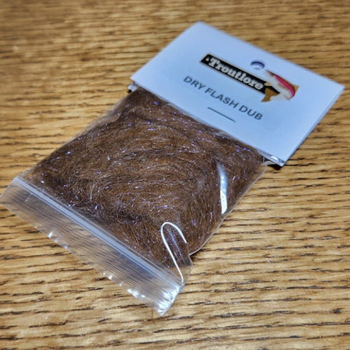 Troutlore Dry Flash Dub - Medium Brown - Troutlore Fly Tying Shop Australia
