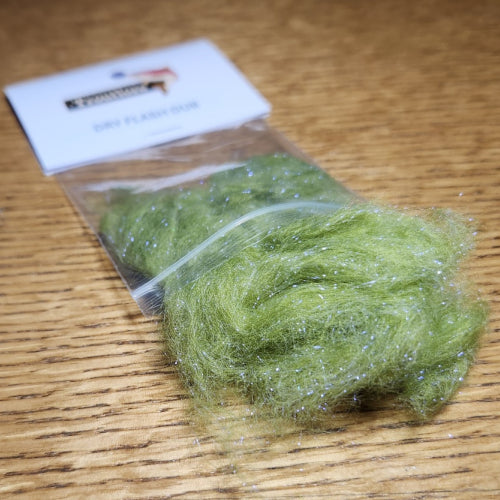 Troutlore Dry Flash Dub - Medium Olive - Troutlore Fly Tying Materials Australia