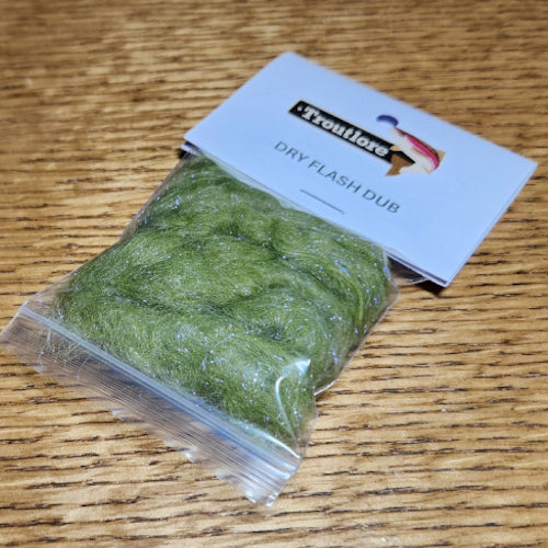 Troutlore Dry Flash Dub - Medium Olive - Troutlore Fly Tying Materials Australia