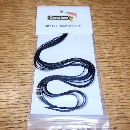 Troutlore Dry Fly Hackle Half Pack – Dyed Black - Troutlore Fly Tying Feathers Australia