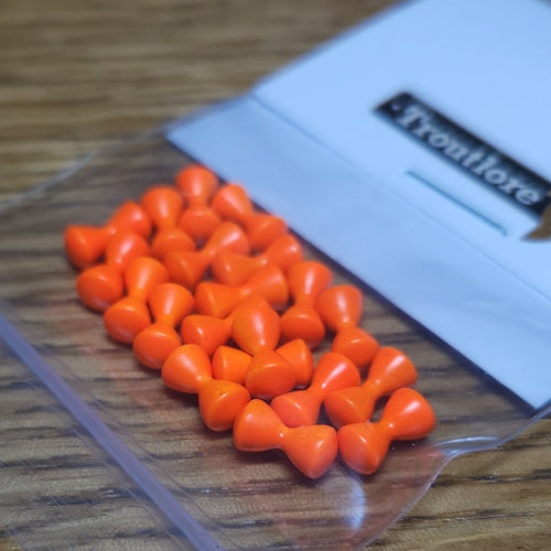 Brass Dumbbell Eyes - Orange - Troutlore Fly Tying Materials Australia