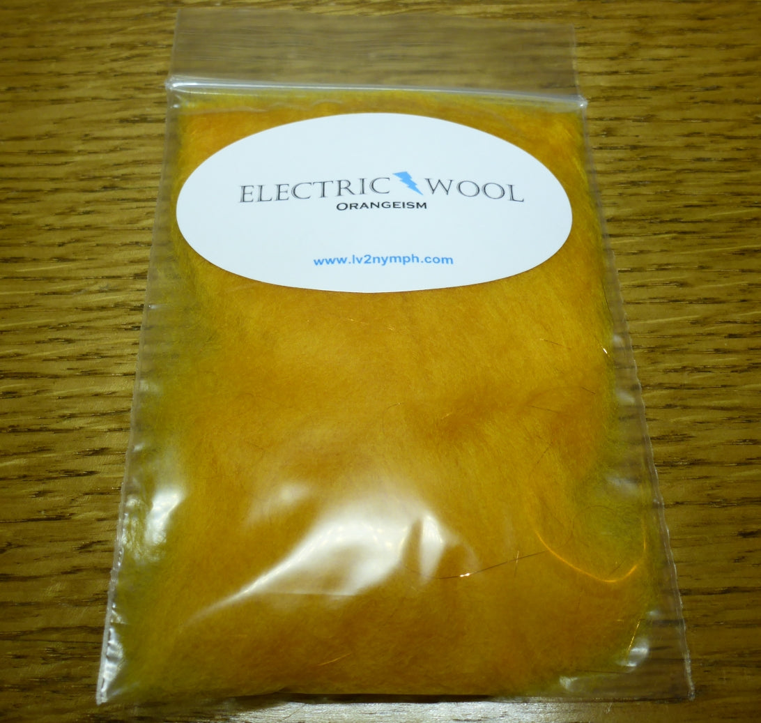 Lv2Nymph Electric Wool Dubbing - Orangeism - Troutlore Fly Tying