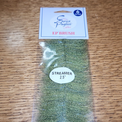Enrico Puglisi EP Streamer Brush 2.5″ - Olive - Troutlore Fly Tying Brushes Australia
