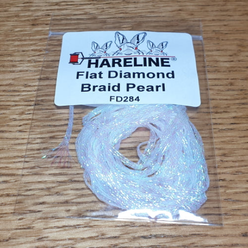 Hareline Flat Diamond Braid Pearl - Troutlore Fly Tying Shop Australia