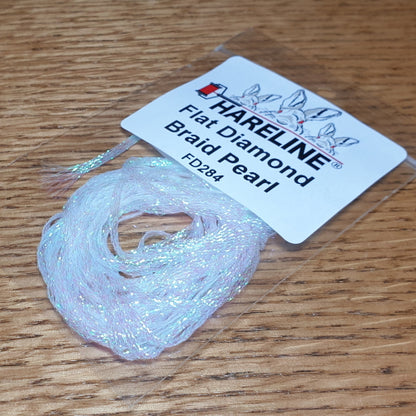 Hareline Flat Diamond Braid Pearl - Troutlore Fly Tying Shop Australia