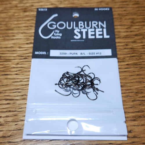 Goulburn Steel 3259 Barbless Pupa Hooks - Troutlore Fly Tying Supplies Australia
