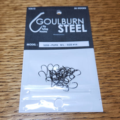 Goulburn Steel 3259 Barbless Pupa Hooks - Troutlore Fly Tying Supplies Australia