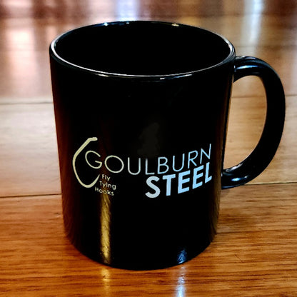 GOULBURN STEEL LOGO COFFEE MUG AVAILABLE FROM TROUTLORE FLY TYING STORE AUSTRALIA