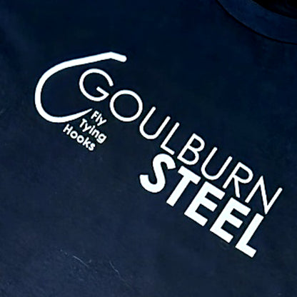 Goulburn Steel Logo T-Shirt Black - Available from Troutlore Fly Tying Store Australia