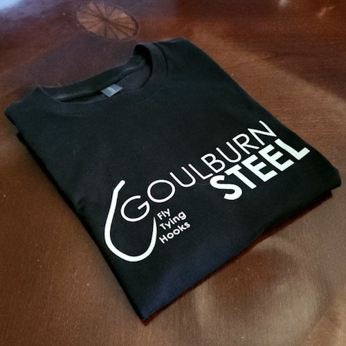 Goulburn Steel Logo T-Shirt Black - Available from Troutlore Fly Tying Store Australia
