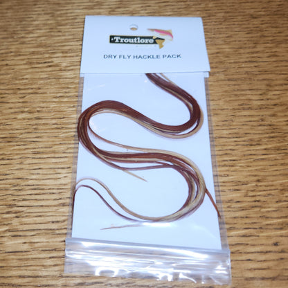 Troutlore Dry Fly Hackle Half Pack – Medium Brown - Troutlore Fly Tying Feathers Australia
