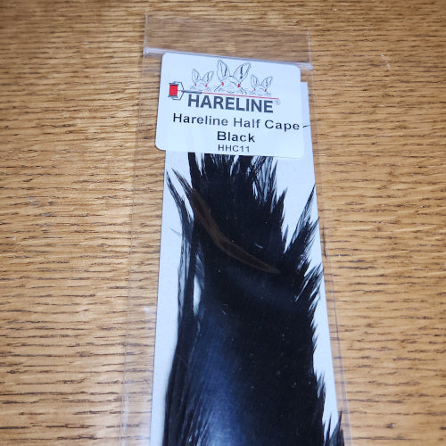 Hareline Half Cape - Black - Troutlore Fly Tying Materials Australia