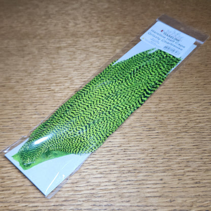 Hareline Half Cape - Grizzly Chartreuse- Troutlore Fly Tying Feathers Australia