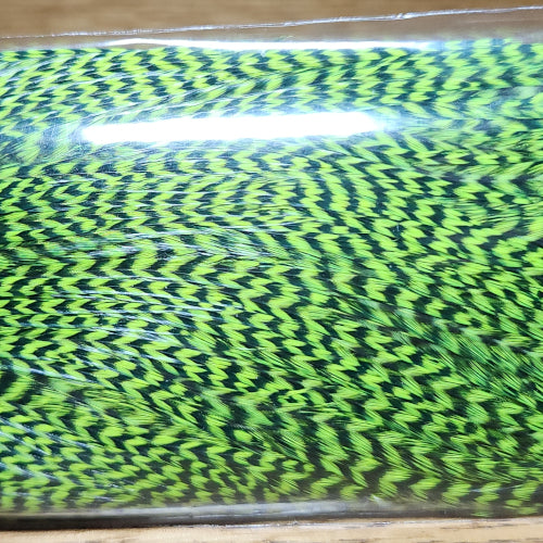 Hareline Half Cape - Grizzly Chartreuse- Troutlore Fly Tying Feathers Australia