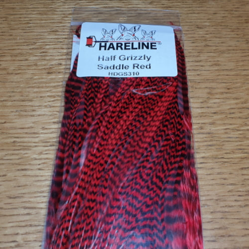 Hareline Grizzly Half Saddle – Red - Troutlore Fly Tying Feathers Australia