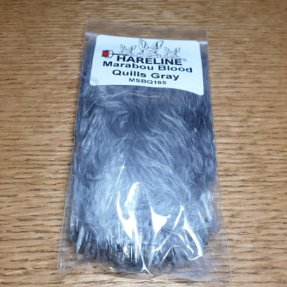 Hareline Marabou Blood Quills Gray Featehrs available in Australia from Troutlore Fly Tying Shop