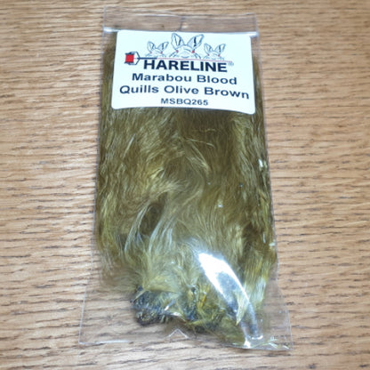Hareline Marabou Blood Quills Olive Brown Available In Australia From Troutlore Fly Shop