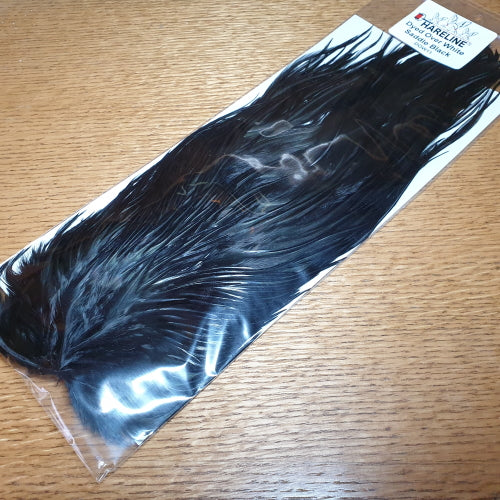 Hareline Dyed Over White Saddle – Black