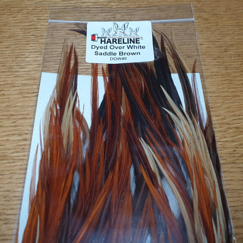 Hareline Dyed Over White Saddle - Brown - Troutlore Fly Tying Store Australia