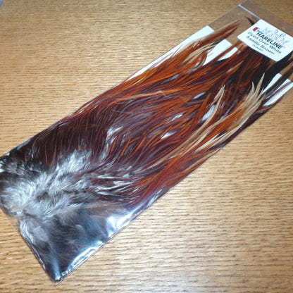 Hareline Dyed Over White Saddle - Brown - Troutlore Fly Tying Store Australia