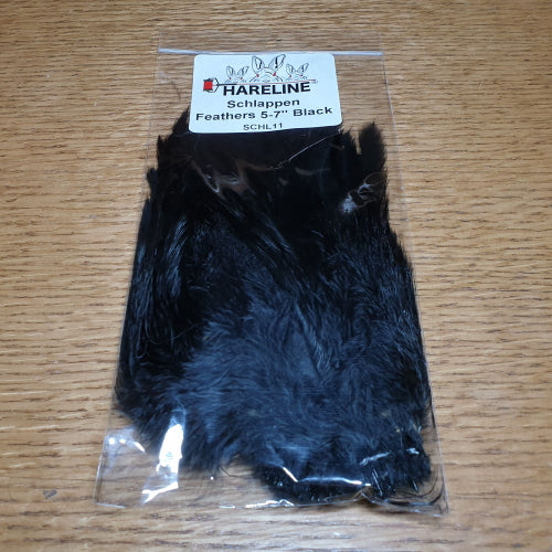 Hareline Schlappen Feathers 5-7 Inch – Black - Troutlore Fly Tying Feathers Australia