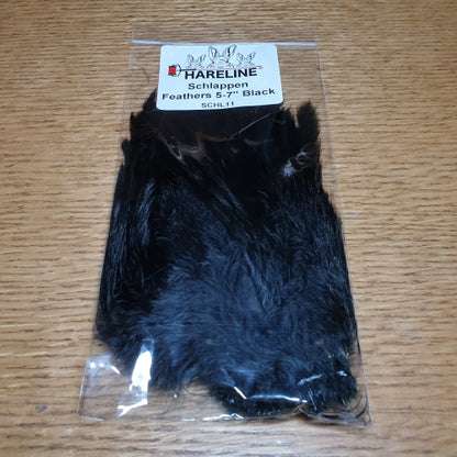 Hareline Schlappen Feathers 5-7 Inch – Black - Troutlore Fly Tying Feathers Australia